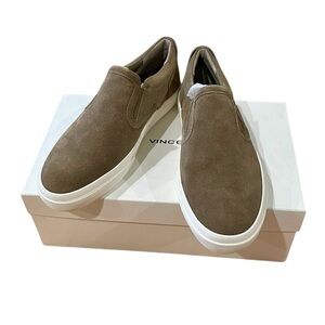 Vince Fairfax Men's Taupe Suede Slip-On Shoes